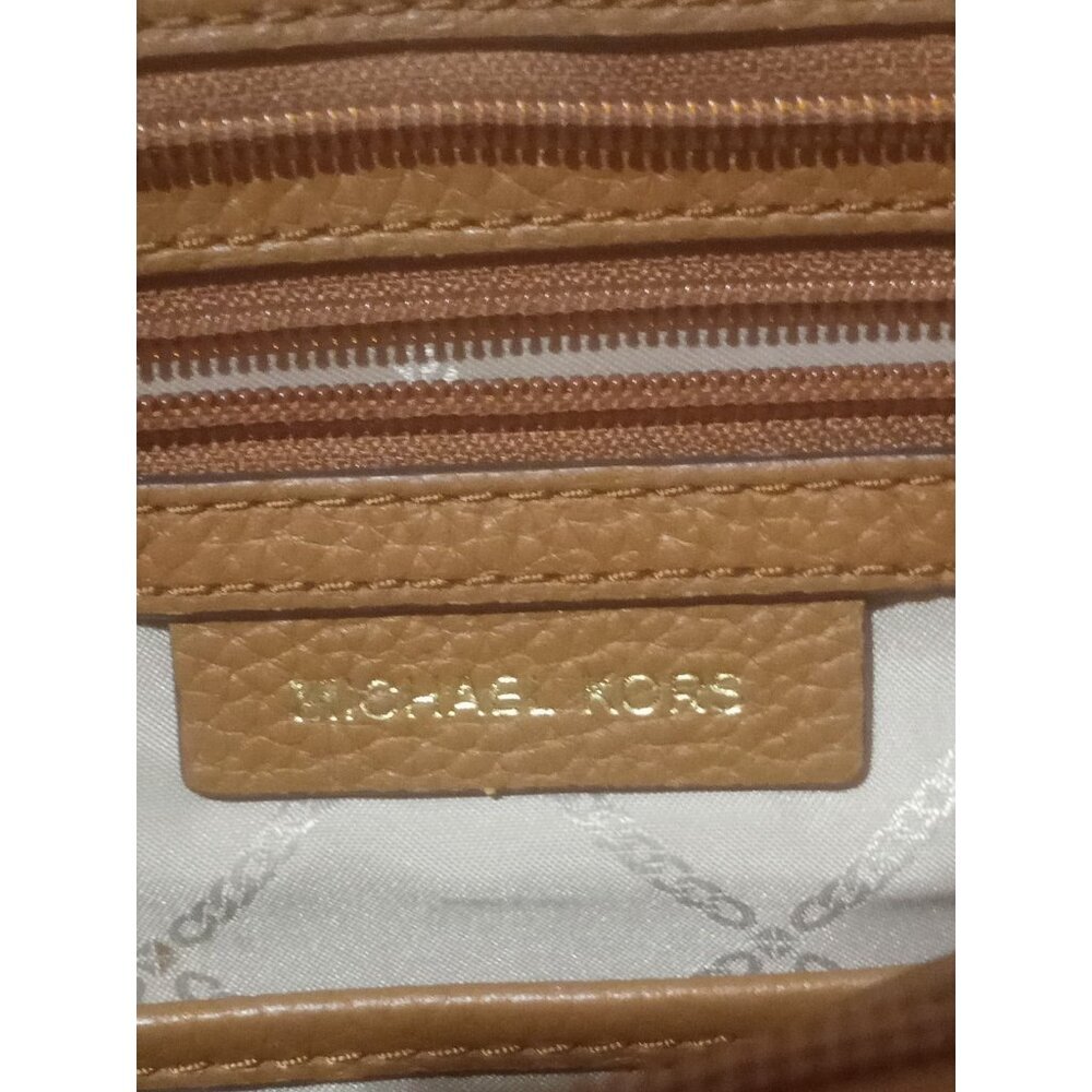 Michael Kors Bedford Tote Shoulder Bag Pebbled Brown Tan Pockets - Picture 8 of 12